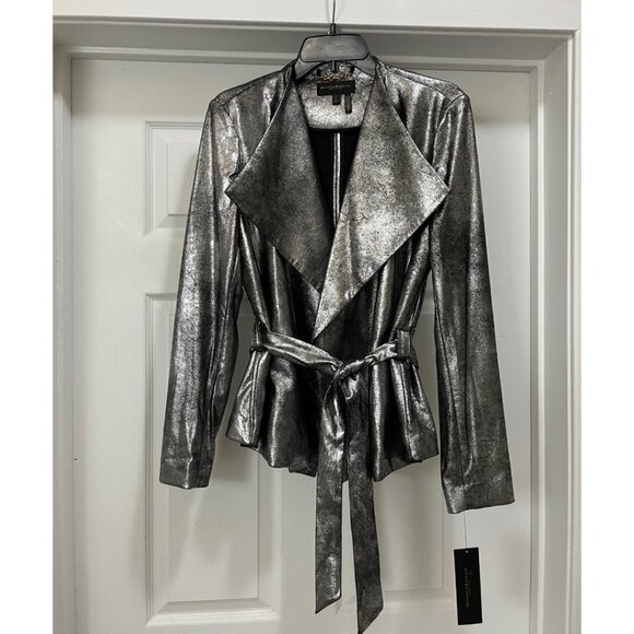 Donna Karan Women's Belted Metallic Jacket - Picture 6 of 16